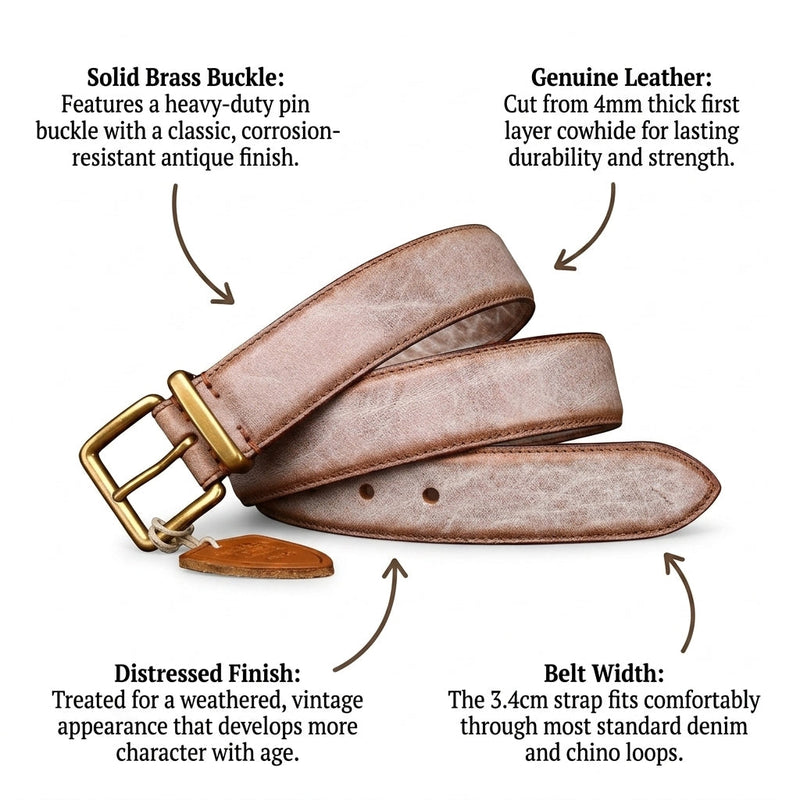 Camden – Distressed Leather Belt infographic