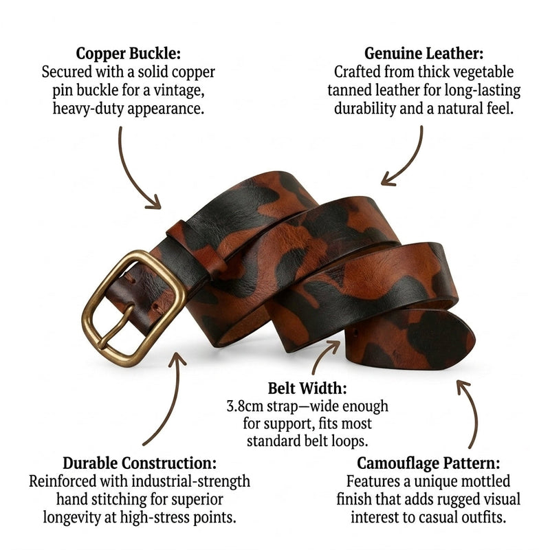Hartley – Camouflage Leather Belt infographic