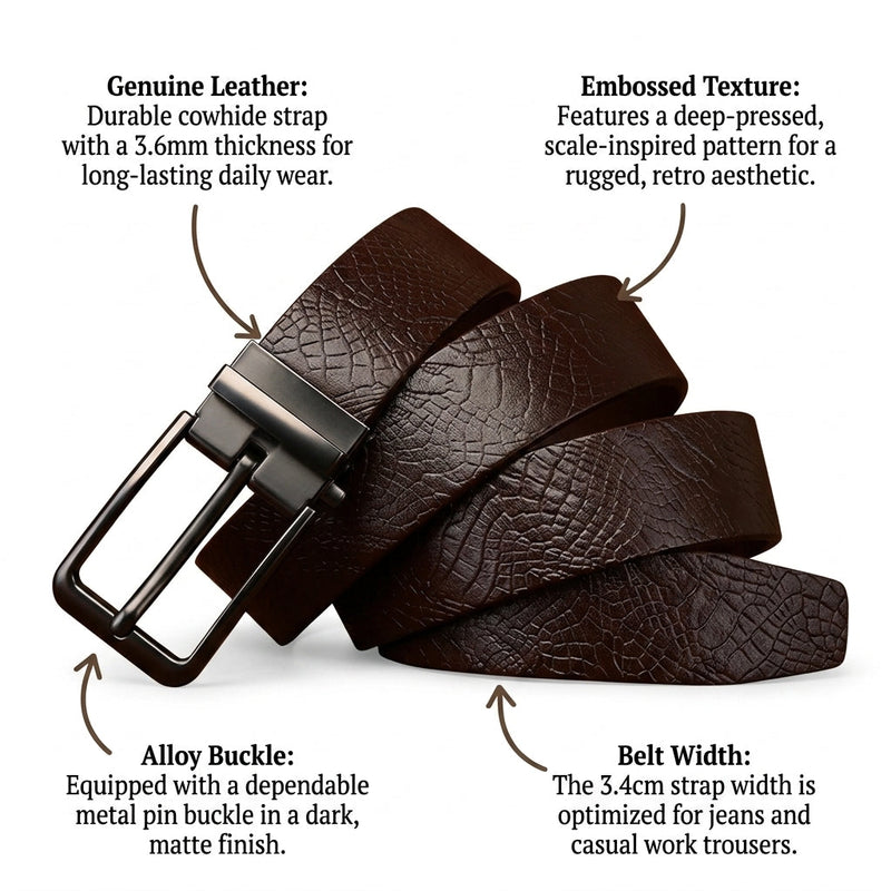 Truman – Embossed Leather Belt infographic