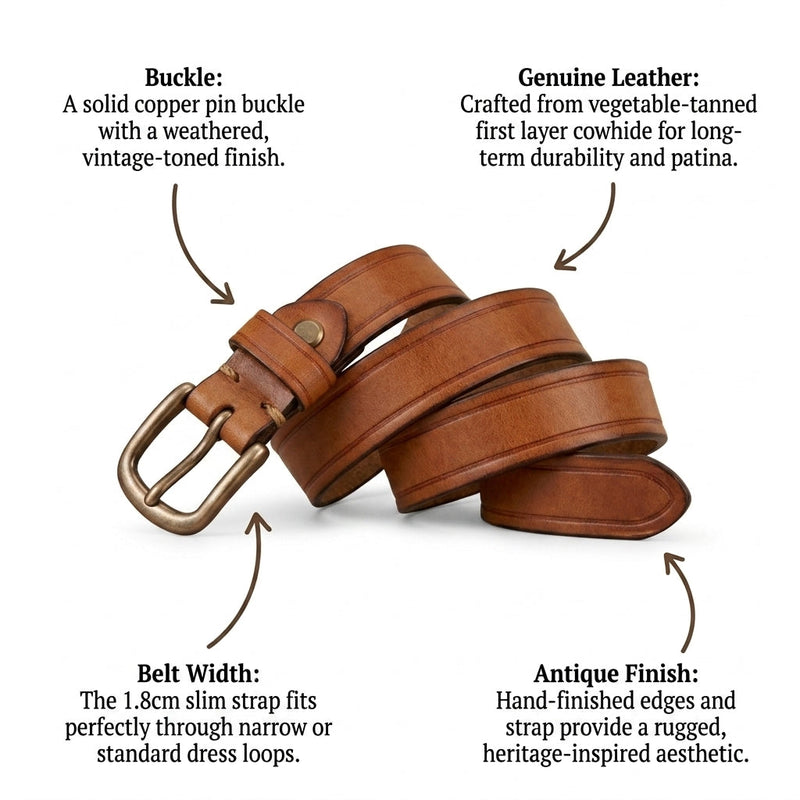 Edwina – Antique Finish Leather Belt infographic