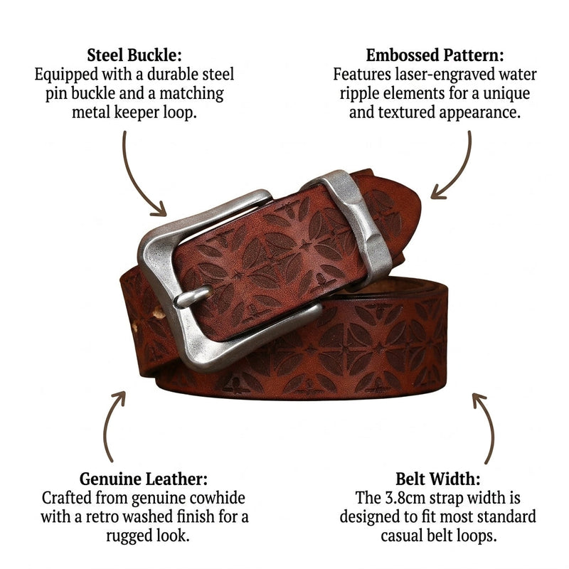 Emmett – Laser-Engraved Pin Buckle Leather Belt infographic