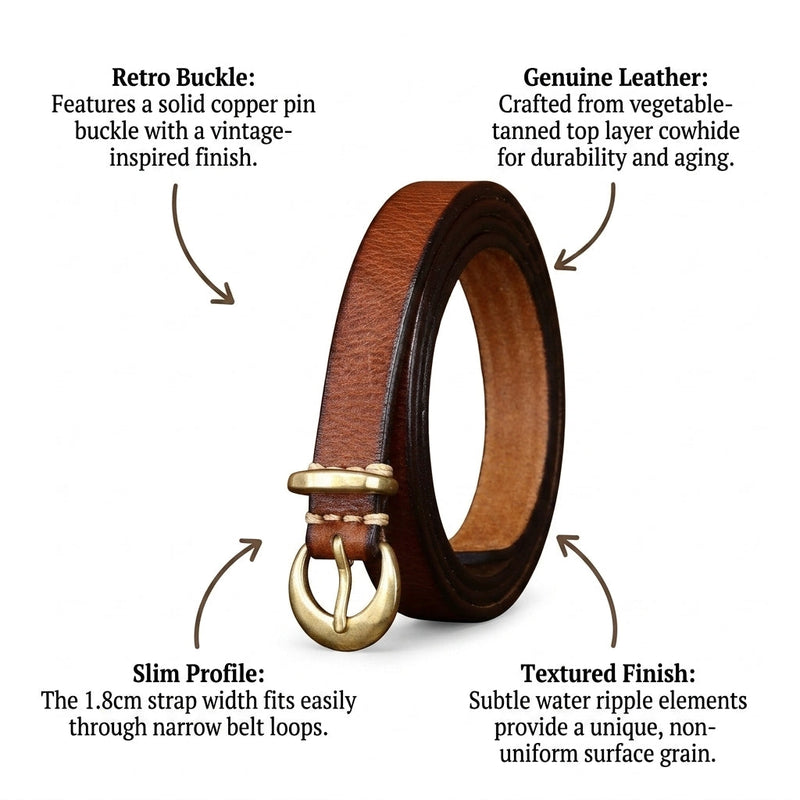 Lenora – Retro Slim Leather Belt infographic