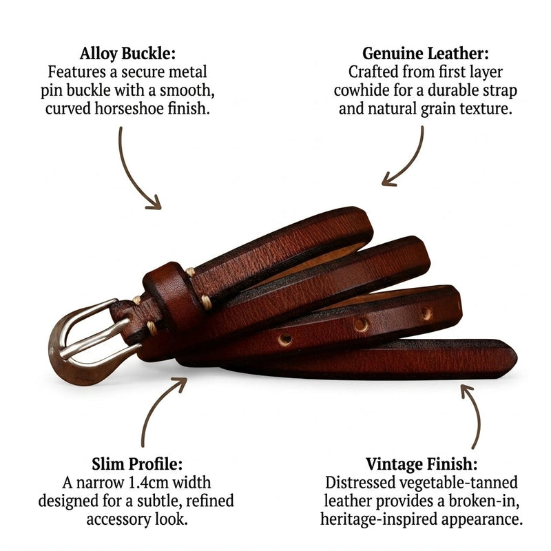 Rosemary – Slim Pin Buckle Leather Belt infographic