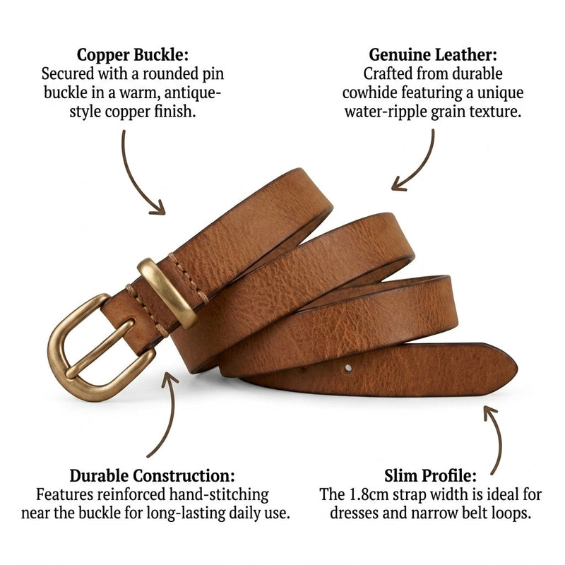 Marta – Slim Pin Buckle Leather Belt infographic