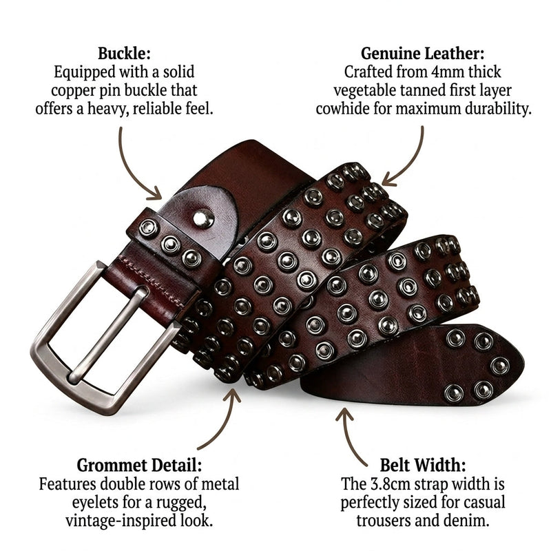 Caldwell – Grommet Leather Belt infographic