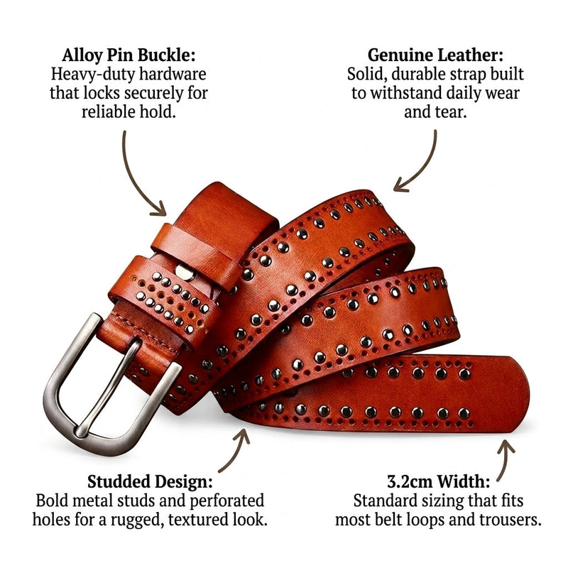 Huxley – Studded Pin Buckle Belt infographic