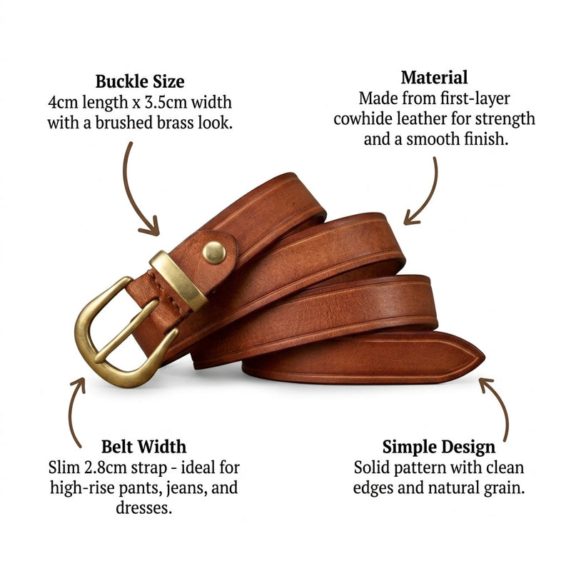 Adelaide – Slim Curved Buckle Belt infographic