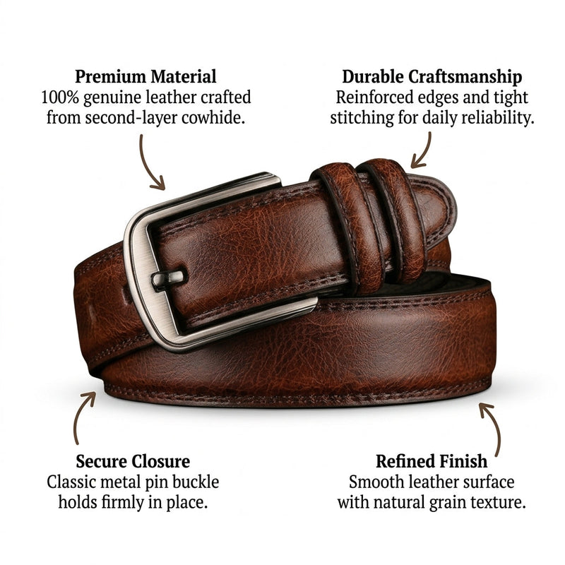 Lawson – Leather Pin Buckle Belt infographic