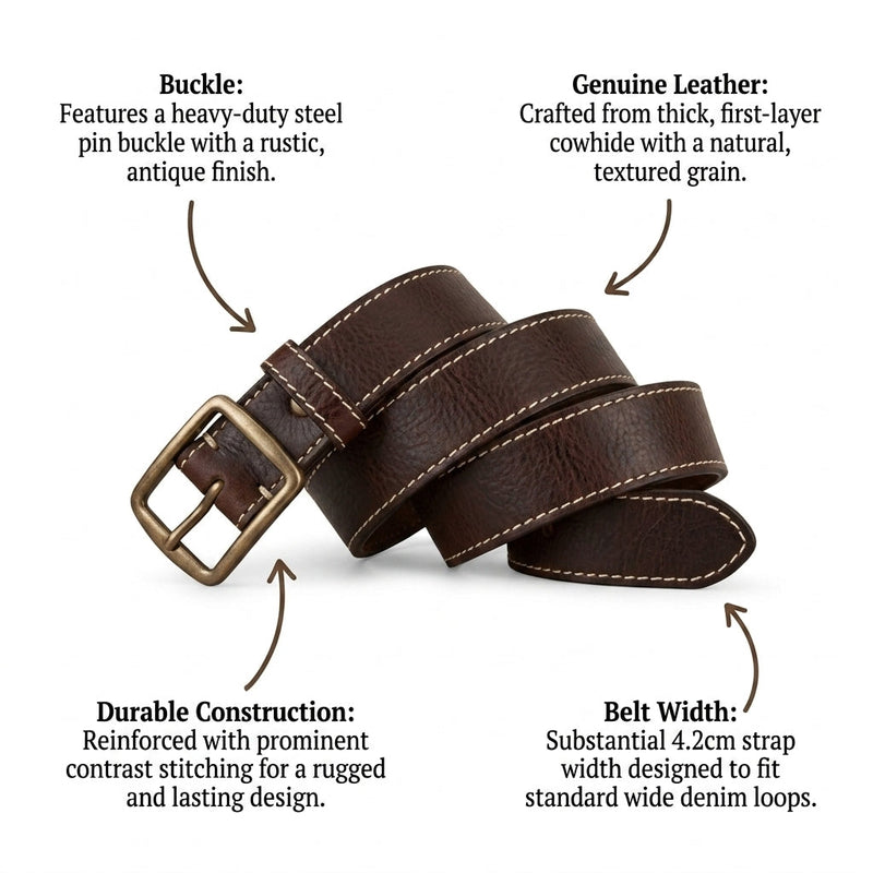 Garrett – Stitched Pin Buckle Leather Belt infographic