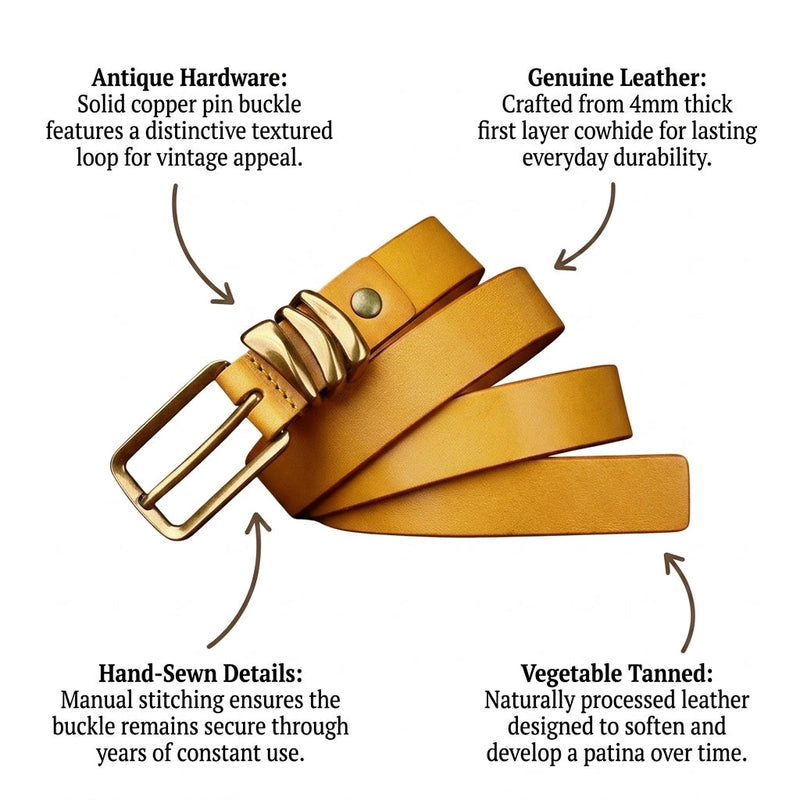 Rosina – Antique Buckle Leather Belt infographic