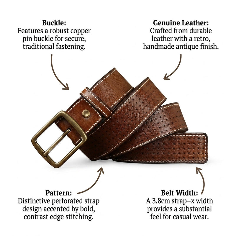 Vance – Perforated Leather Belt infographic