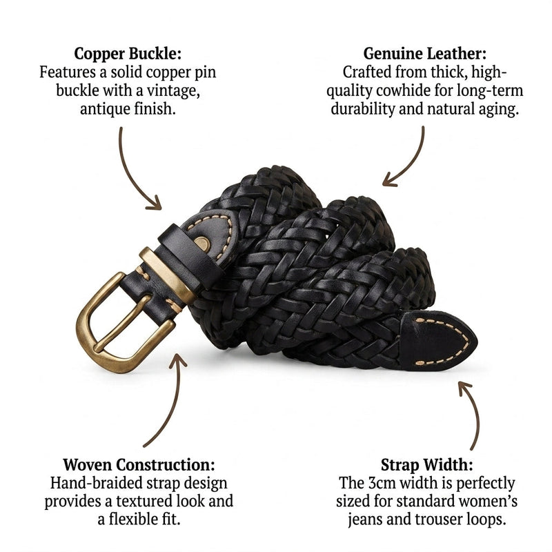 Flora – Woven Pin Buckle Belt infographic